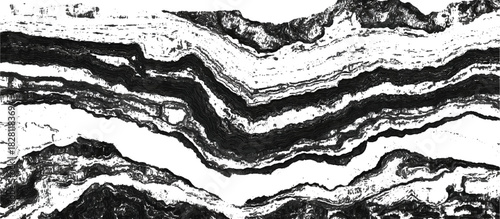 Abstract geology rock strata background with layered sediment texture .black stone formations geological rock fractures and vintage grunge surface design .