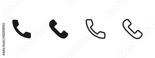 Phone icon. Classic handset shapes for call and communication vector illustration. Mobile contact tools, telephone connect services and hotline support elements sign. Clean UI pictogram.