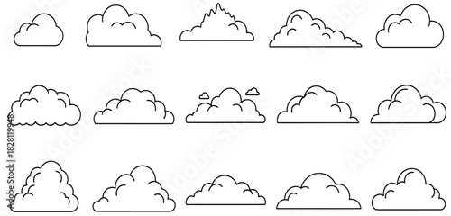 Set of hand drawn cloud outlines vector illustration
