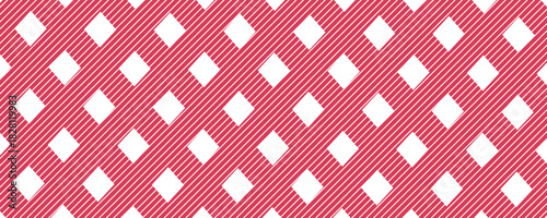 Vector Seamless pattern. Wide cell horizontal background red table cloth in a cage. Abstract checkered backdrop.