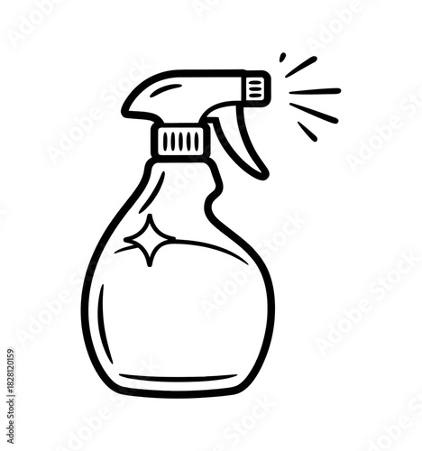 A spray bottle is used for cleaning surfaces with a sparkling effect.