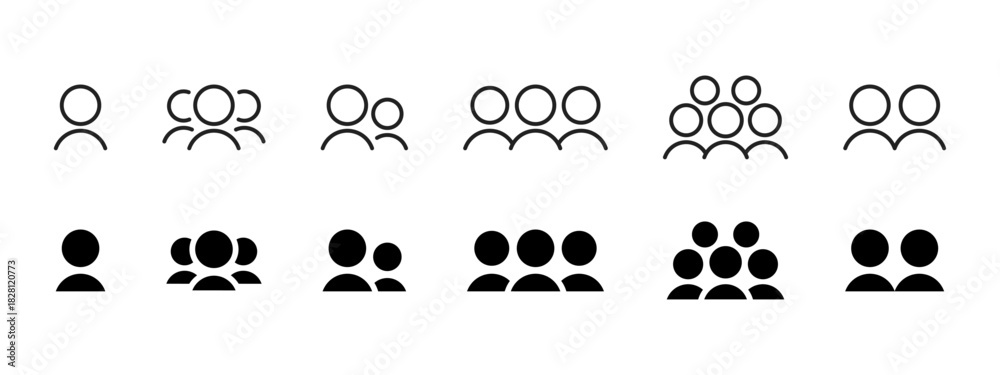 Fototapeta premium Group icon. Multiple people figures showing teamwork vector illustration. Community members symbol for social networks, collaboration sign and shared activity pictogram.