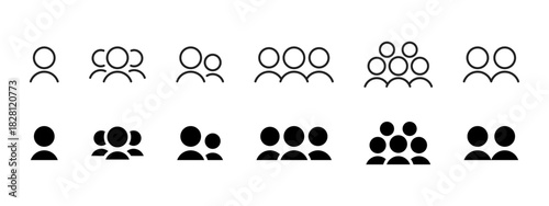 Group icon. Multiple people figures showing teamwork vector illustration. Community members symbol for social networks, collaboration sign and shared activity pictogram.