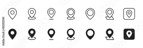 Location pin icon. Simple map marker symbol for navigation and geolocation vector. GPS pointer for apps and travel interfaces sign. Clean destination concept pictogram.