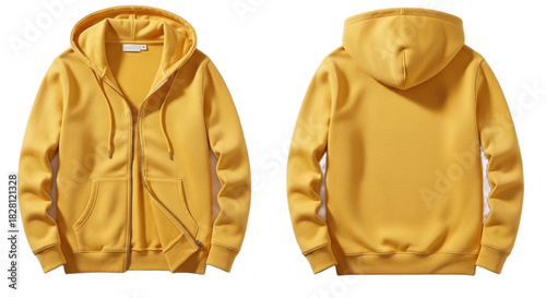 Yellow Hoodie Mockup Transparent Background