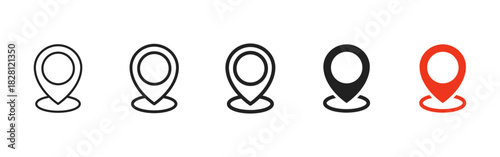 Location pin icon. Classic map marker vector showing position and destination sign. Useful geotag pointer for navigation apps, routes, mobile maps and travel interface pictogram concept.