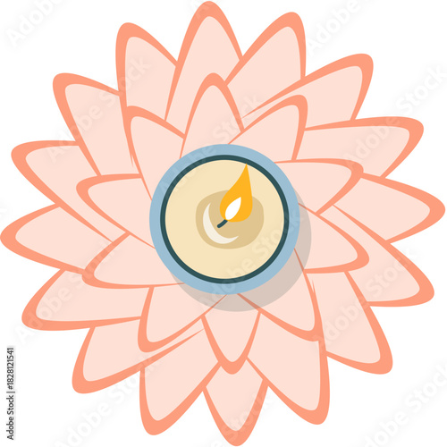 candle with lotus flower, lotus candleIllustration of SPA and wellness concept. For beauty treatment and self-care.
.