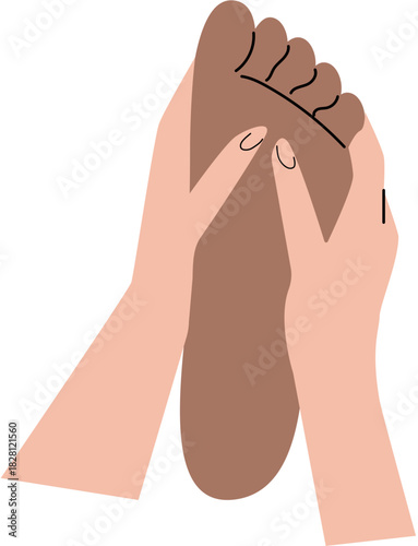 two hands massaging foot, foot massage, reflexology sessionIllustration of SPA and wellness concept. For beauty treatment and self-care.
.