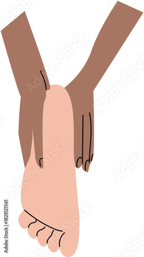 hand massaging leg, leg massage, leg therapyIllustration of SPA and wellness concept. For beauty treatment and self-care.
.