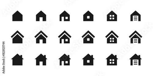 Home icon. Solid house silhouette with roof and window for real estate, apps and property tools vector. Minimal building shape for interfaces, maps and housing services sign. Clean dwelling concept.