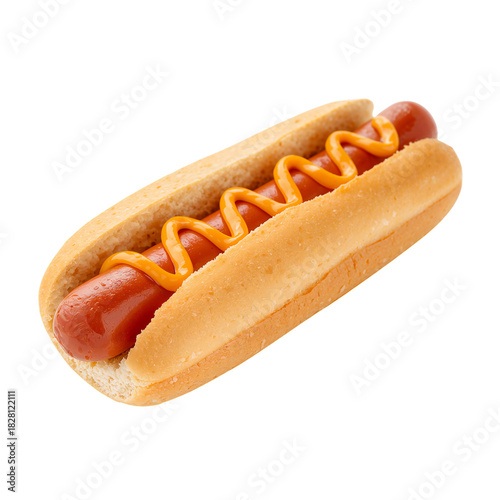 Enjoying a Classic Hot Dog With Mustard During a Summer Picnic at the Park