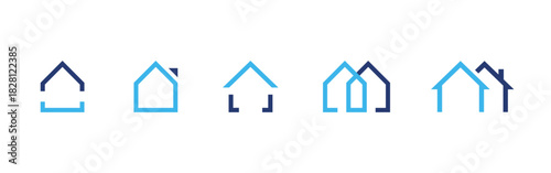 House logo icon. Minimal overlapping home outlines forming a clean real estate symbol. Modern residential graphic for property branding sign. Simple architecture concept used in housing market visuals