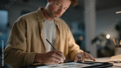An artist livestreaming a digital illustration process, the cursor gliding across a tablet while viewers vote on color palettes and design choices — interactive art creation, creative livestream