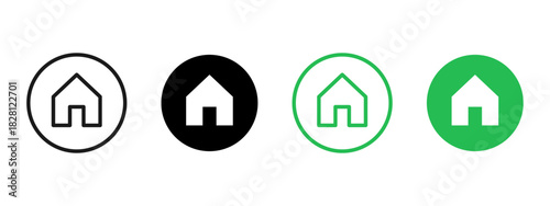 House icon. Clean home symbol for real estate and property apps. Simple residence vector for UI and navigation tools. Modern building sign for interface buttons. Minimal circle concept pictogram.