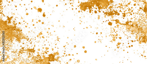 Abstract golden vintage grunge wall background texture. golden paint splatter and drips isolated gold dust magic glitter transparent background.