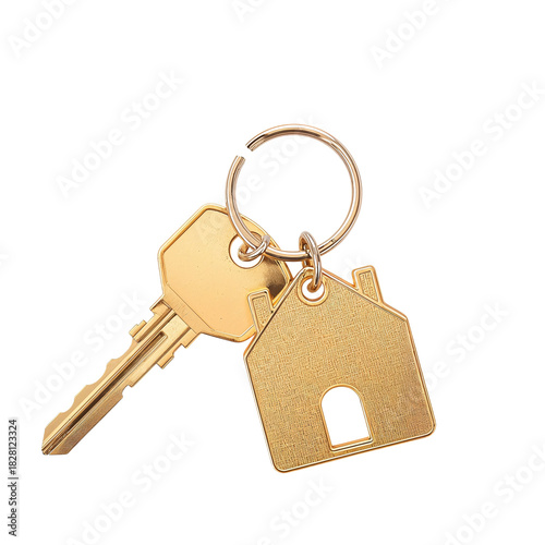 Keys on a Keychain With a House Shaped Tag for New Home Entry