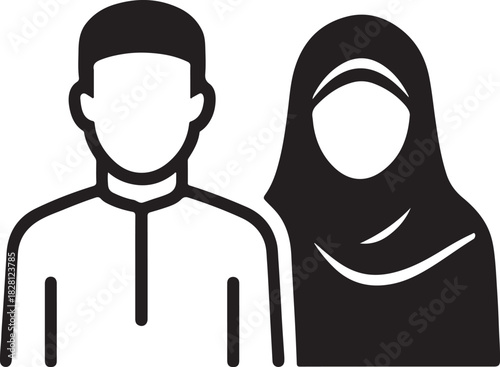 Muslim couple icon representing community, family, and relationship vector