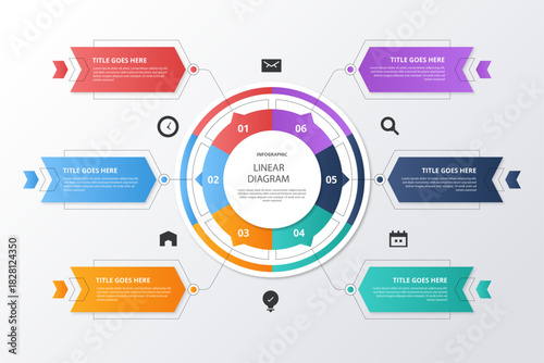 Linear flat circular diagram infographic template, Hand drawn flat design connecting people infographic, Vector infographic template featuring a modern, 3D-style circular layout divided into 4 steps. 