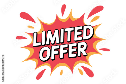 A vibrant graphic illustration announces a limited offer with dynamic splashes of color.