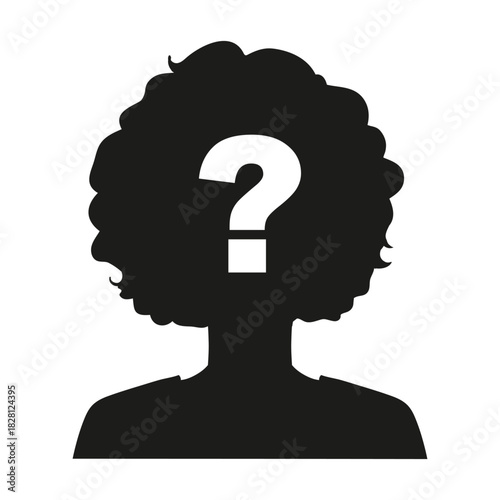 Question Mark in Head Silhouette. Question Mark Silhouette. Thinking and Curiosity Concept Vector.
