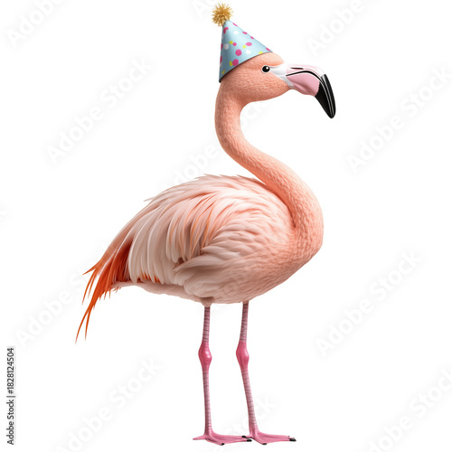 Flamingo in a Colorful Party Hat Celebrating a Joyful Moment at a Fun Event