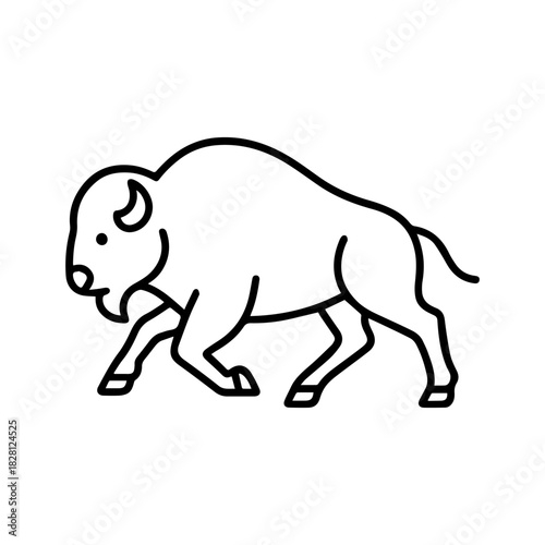 Bison running vector line icon on a white background
Vector line icon on a white background