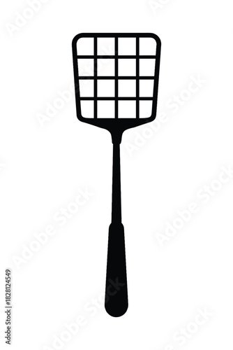 Black silhouette of a fly swatter on a white background tool pest