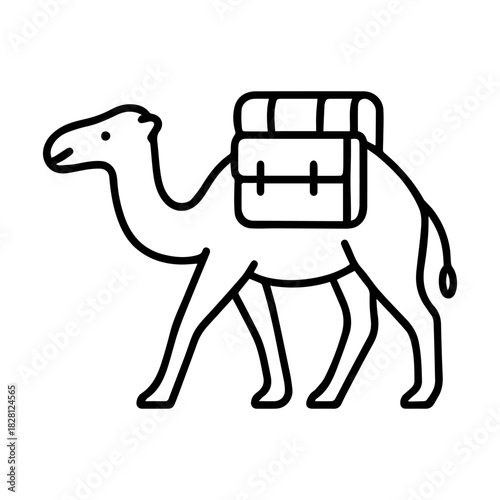 camel with bags vector line icon on a white background
Vector line icon on a white background