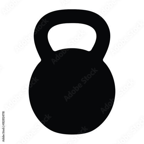 Black silhouette of a kettlebell for weightlifting and exercise fitness gym equipment