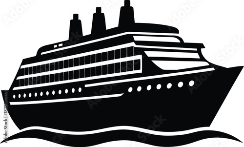 silhouette vector of australian cruise ship in the sea