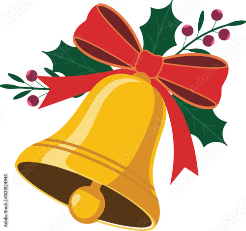 vector illustration of christmas bells with red bow