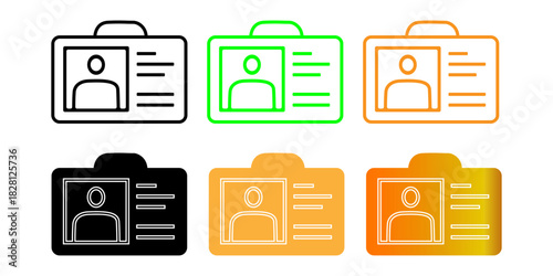 Modern ID Card Icon Set: Versatile Vector Collection for Identity, User Profiles, and Access Management