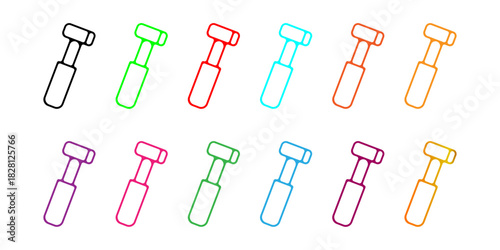 Colorful Vector Outline Dental Mirror Icons Set for Oral Health, Dentistry, and Medical Design