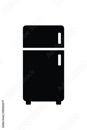 Black silhouette of a refrigerator on a white background fridge appliance