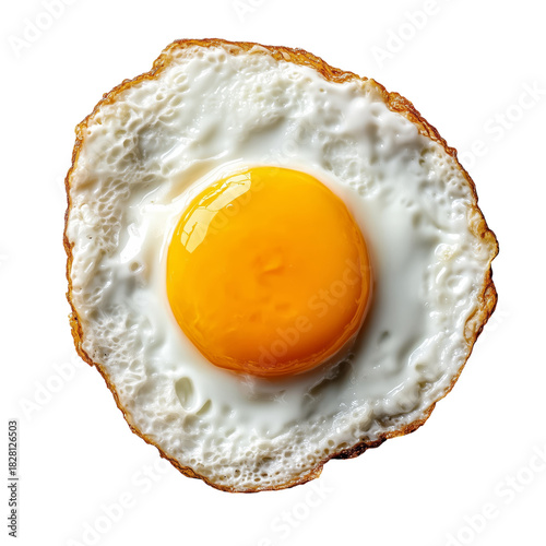 Bright and Sunny Fried Egg on a Clean White Plate Ready for Breakfast or Brunch