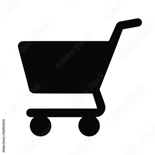 Black silhouette of a shopping cart on a white background trolley supermarket