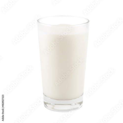 Fresh Milk Served in a Clear Glass on a Simple White Background for a Clean P...