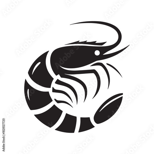 shrimp minimal flat icon black color and white background