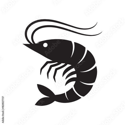 shrimp minimal flat icon black color and white background
