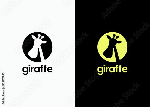 Minimalist Line Art Giraffe Character Logo