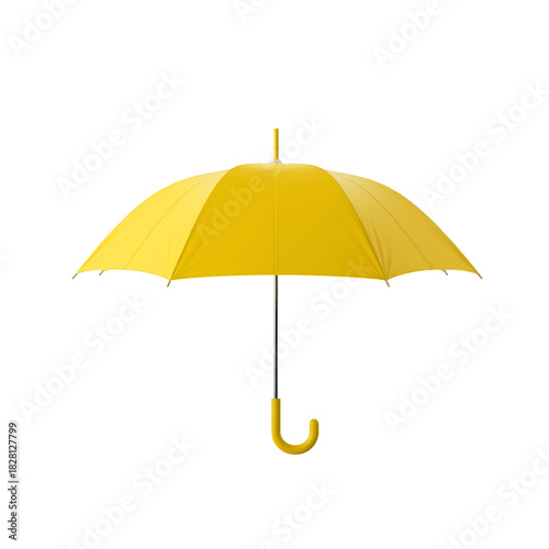 Bright Yellow Umbrella Stands out Against Plain Background on a Sunny Day
