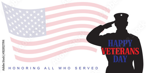 Veterans Day - Honoring All Who Served Poster. 11th of November.