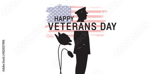 Veterans Day - Honoring All Who Served Poster. 11th of November.