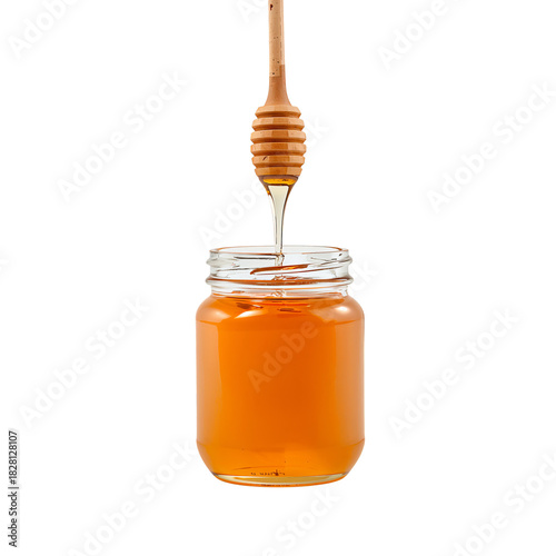 Honey Drips From Wooden Dipper Into Glass Jar in a Warm Kitchen Setting