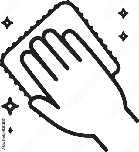 Hand with cleaning napkin line icon, hygiene and disinfection, wipe surface sign vector graphics, editable stroke linear icon

