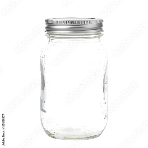 Clear Glass Jar With Metal Lid Ready for Storage or Crafting Use in a Home Ki...
