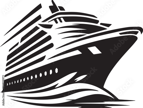 black and white cruise ship