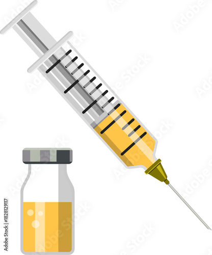 Plastic Medical Syringe and Vial Icon