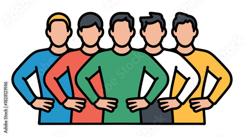 A diverse team standing shoulder to shoulder.