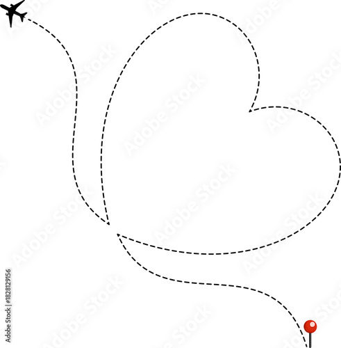Dotted Heart Airplane Route